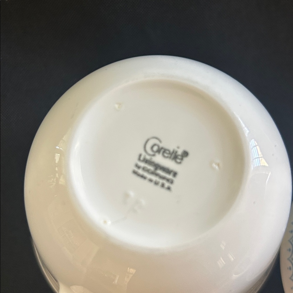 Vintage Corelle Pyrex Set 2 coffee mugs blue and white pattern euc pair of cups - Picture 7 of 7